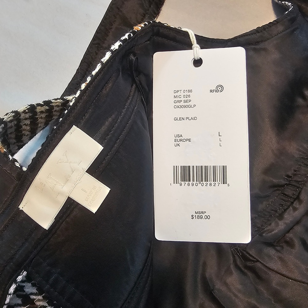 Le' AL.X Size L Glen Plaid Woven Wool Blend Lined Plaid Tank Dress NWT $189 1026 - Picture 14 of 16